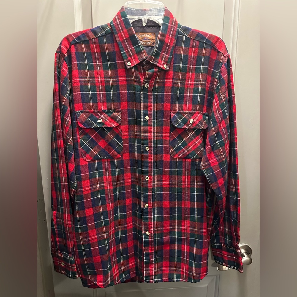 River Trader Acrylic Long Sleeve Plaid Shirt EUC